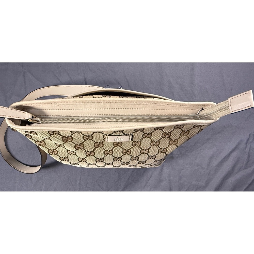 Gucci GG Monogram Canvas Messenger Crossbody Shoulder Bag‎ Beige Brownr - Picture 9 of 14